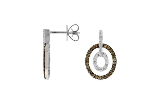 Mocha Diamond and White Diamond Drop Earrings (0.58 CT) in 14K White Gold 