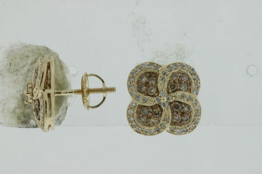 Mocha Diamond and White Diamond Stud Earrings (0.76 CT) in 14K Yellow Gold 