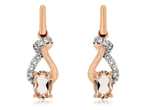 Morganite and White Diamond Drop Earrings (0.90 CT) in 14K Rose Gold