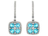 White Diamond and Blue Topaz Dangle Earrings (1.93 CT) in 14K White Gold 