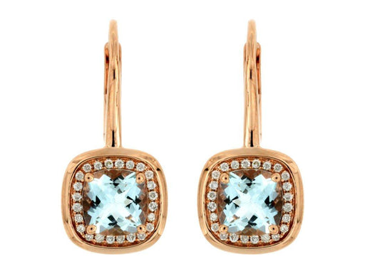 Aquamarine and White Diamond Drop Earrings (1.90 CT) in 14K Rose Gold   