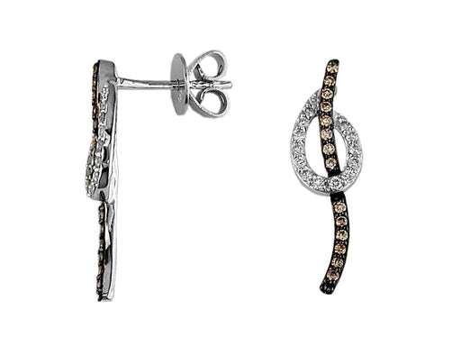 Mocha Diamond and White Diamond Drop Earrings (0.35 CT) in 14K White Gold  