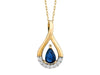 Blue Sapphire and White Diamond Pendant (0.61 CT) in 14k Yellow Gold 