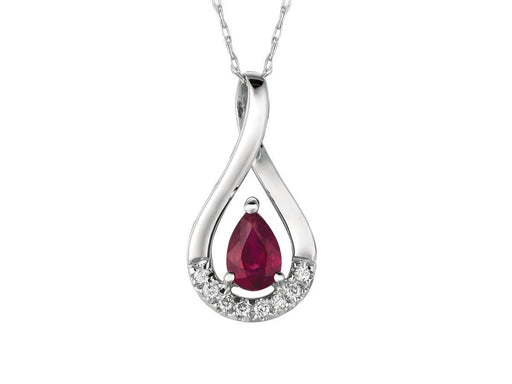Ruby and White Diamond Pendant (0.56 CT) in 14k White Gold 