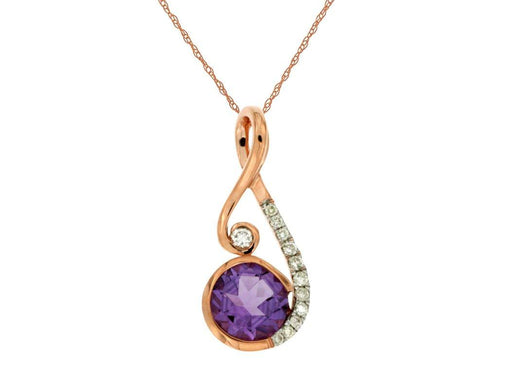 Amethyst and White Diamond Pendant (0.83 CT) in 14k Rose Gold 