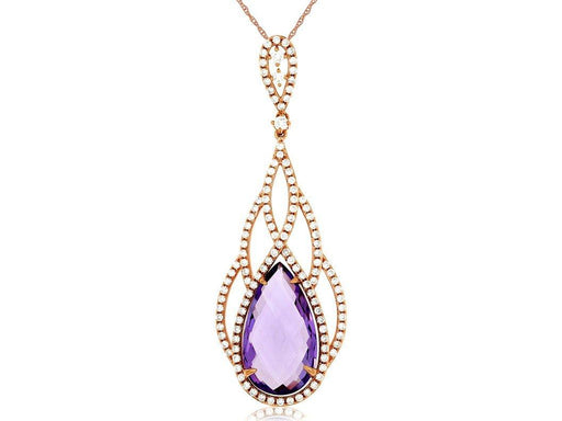 Amethyst and White Diamond Pendant (8.45 CT) in 14k Rose Gold 