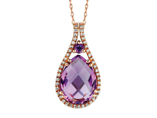 Amethyst and White Diamond Pendant (4.50 CT) in 14k Rose Gold 