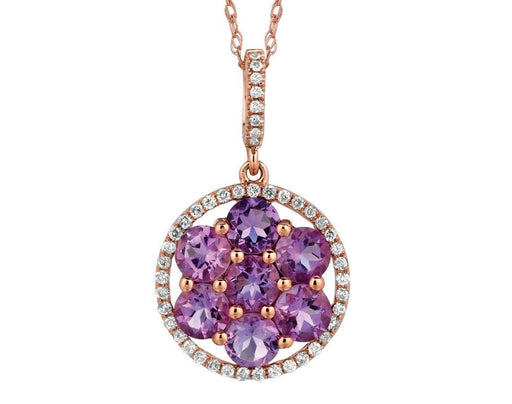 Amethyst and White Diamond Pendant (1.91 CT) in 14k Rose Gold 