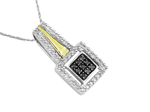 Black Diamond and White Diamond Pendant (0.40 CT) in 14k White Gold 