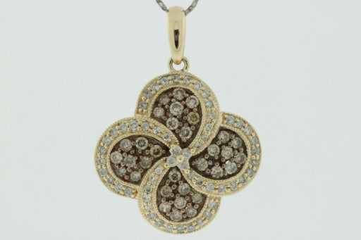 Mocha Diamond and White Diamond Pendant (0.75 CT) in 14k Yellow Gold 
