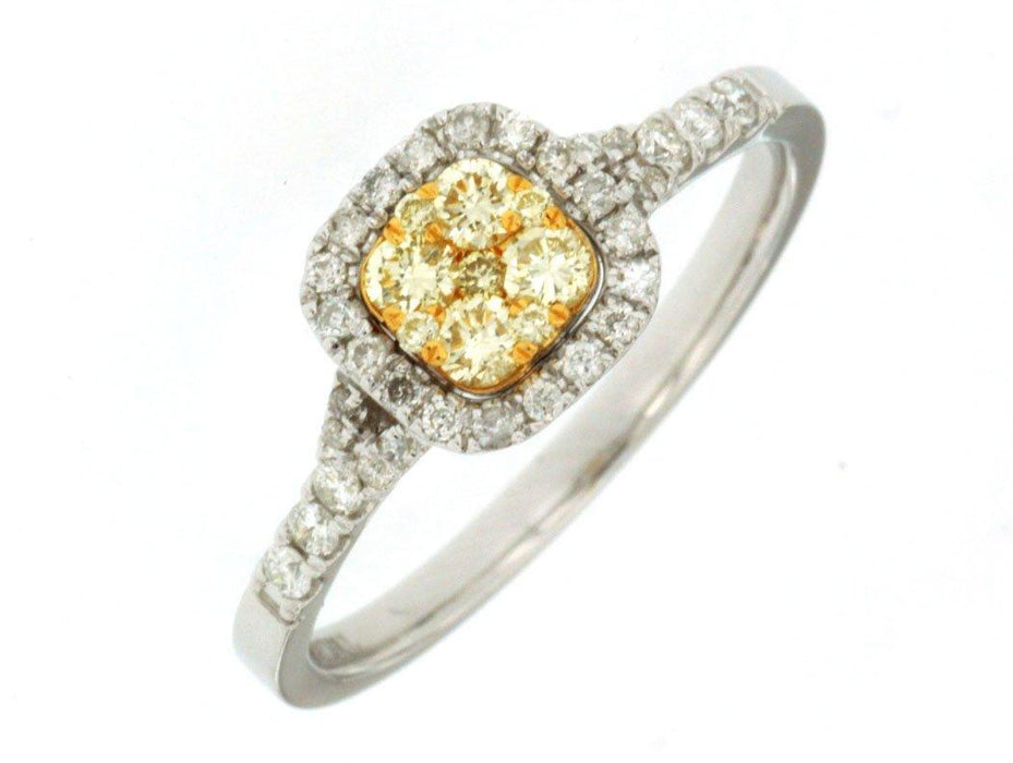 Yellow Diamond and White Diamond Ring (0.41 CT) in 14K White Gold