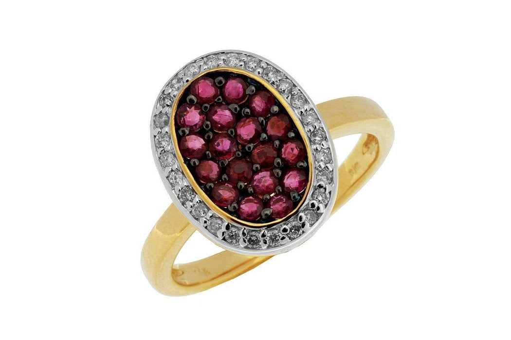 Ruby and White Diamond Ring (0.95 CT) in 14K Yellow Gold