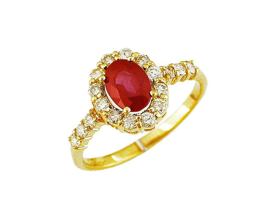 Ruby and White Diamond Ring (1.37 CT) in 14K Yellow Gold