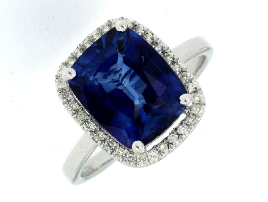 Mfd Diff Blue Sapphire White Diamond and Ring (5.08 CT) in 14K White Gold
