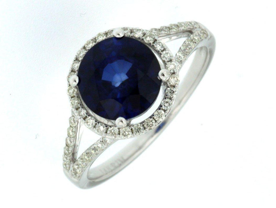 Mfd Diff Blue Sapphire White Diamond and Ring (2.71 CT) in 14k White Gold