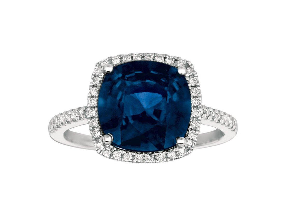 Mfd Diff Blue Sapphire White Diamond and Ring (4.90 CT) in 14K White Gold