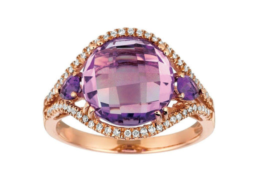 Amethyst and White Diamond Ring (4.98 CT) in 14K Rose Gold