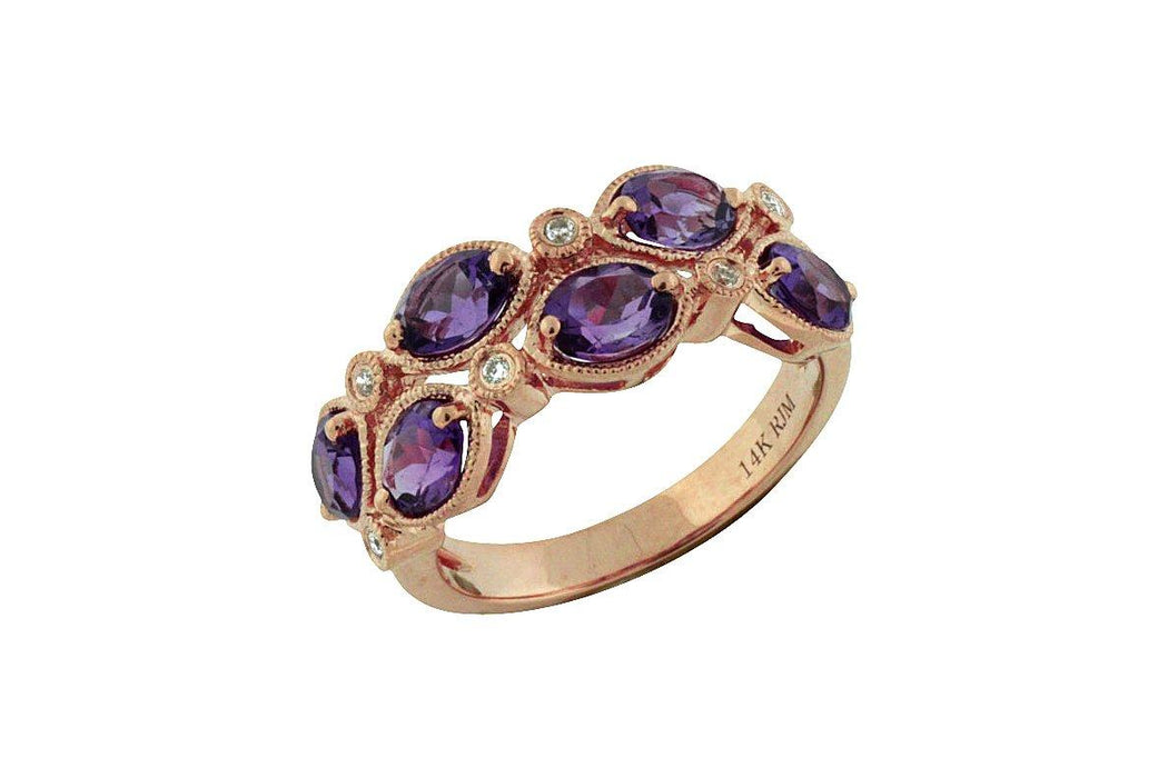 Amethyst and White Diamond Ring (2.05 CT) in 14K Rose Gold