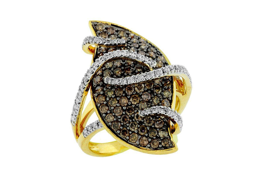 Mocha Diamond and White Diamond Ring (1.74 CT) in 14K Yellow Gold