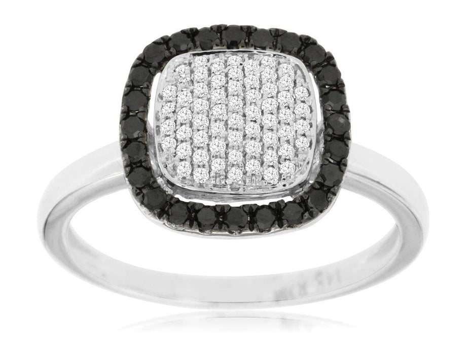 Black Diamond and White Diamond Ring (0.35 CT) in 14K White Gold