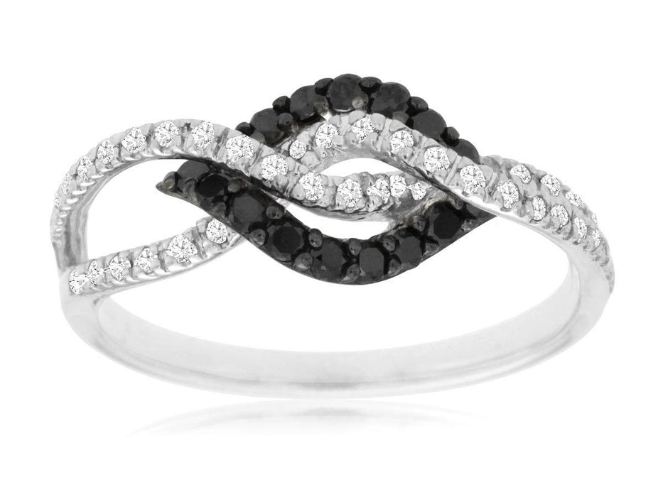 Black Diamond and White Diamond Ring (0.38 CT) in 14K White Gold