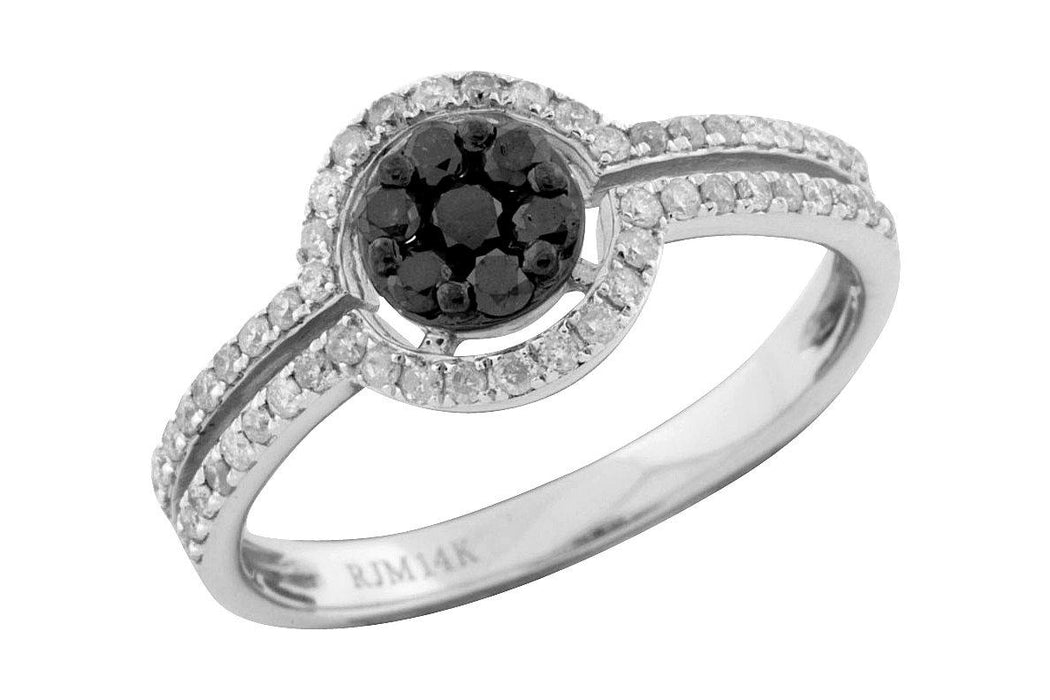 Black Diamond and White Diamond Ring (0.54 CT) in 14K White Gold