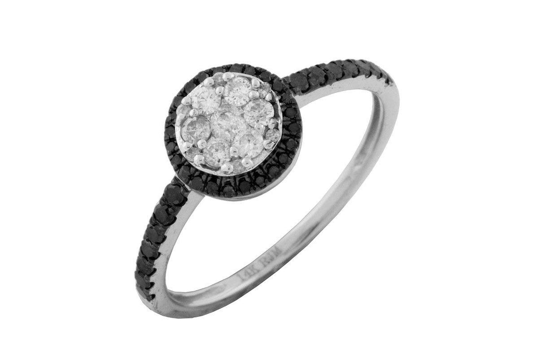 Black Diamond and White Diamond Ring (0.49 CT) in 14K White Gold