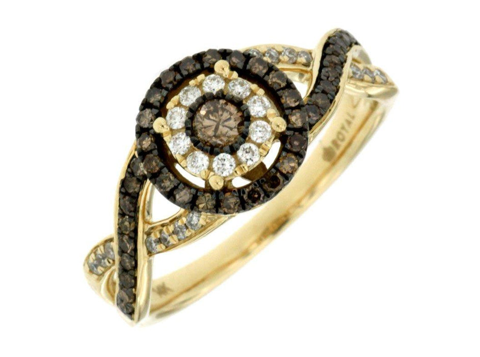 Mocha Diamond and White Diamond Ring (0.52 CT) in 14K Yellow Gold