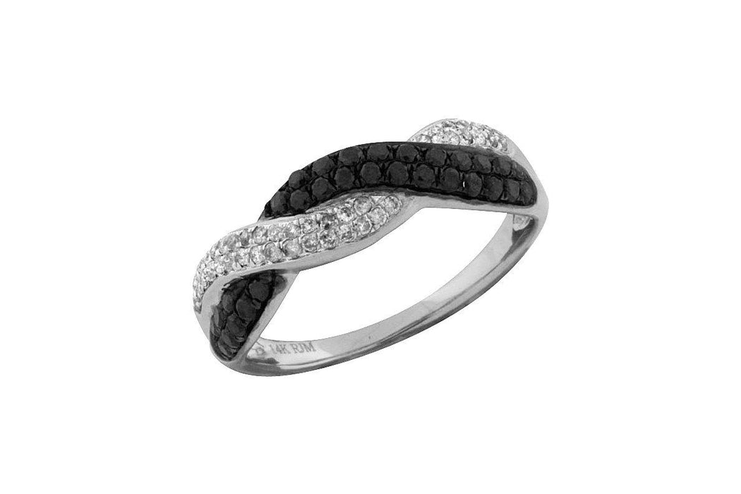 Black Diamond and White Diamond Ring (0.55 CT) in 14K White Gold