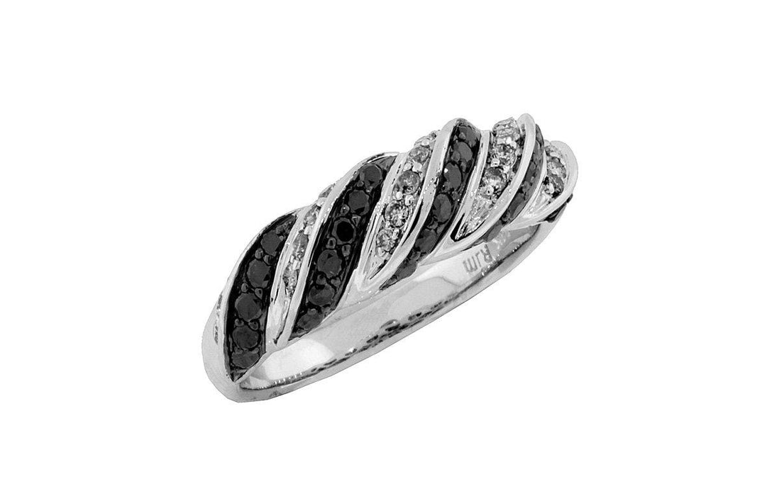 Black Diamond and White Diamond Ring (0.22 CT) in 14K White Gold