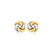 14k Two Tone Gold Square Love Knot Stud Earrings