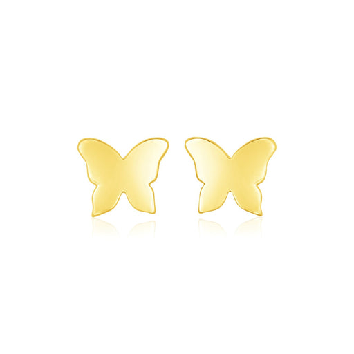 14k Yellow Gold Polished Butterfly Stud Earrings