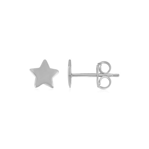 14k White Gold Post Stud Earrings with Stars