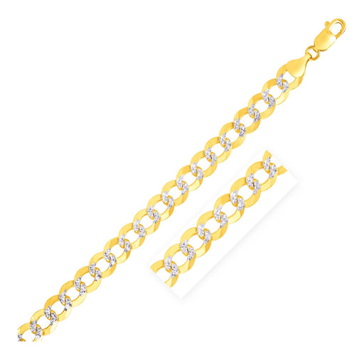 8.2mm 14k Two-Tone Gold Pave Curb Bracelet