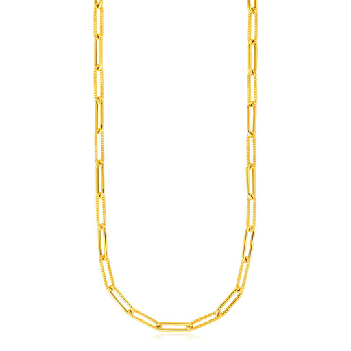 14k Yellow Gold Textured Paperclip Chain (3.5mm)