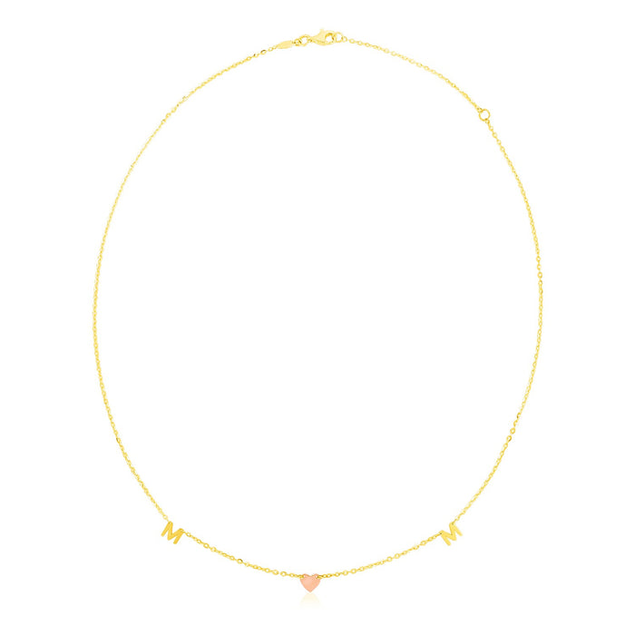 14k Yellow and Rose Gold Mom Necklace