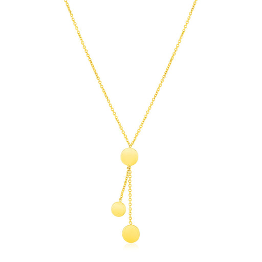 14k Yellow Gold Necklace with Circle Drops