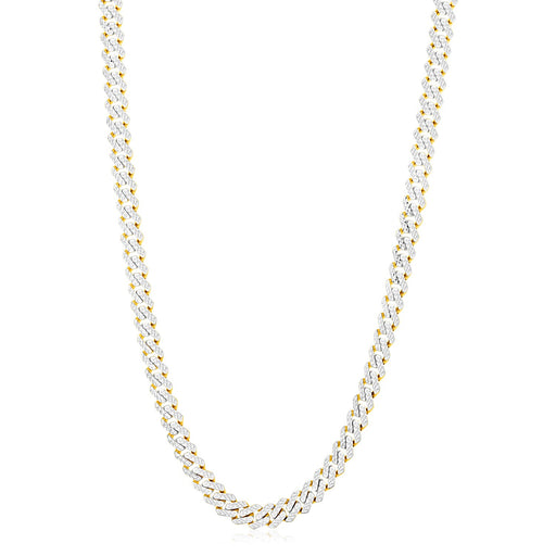 Modern Lite Edge Chain with White Pave in 14k Two Tone Gold (8.0mm)