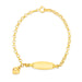 14k Yellow Gold Heart Accented Children's Cable Chain ID Bracelet