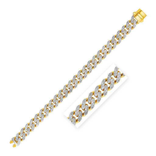 14k Two-Tone Gold Curb Chain Bracelet with Diamond Pave Links