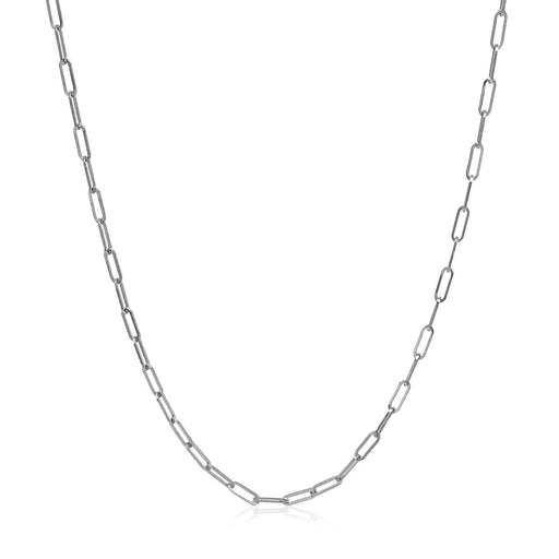 14k White Gold Adjustable Paperclip Chain 1.5mm