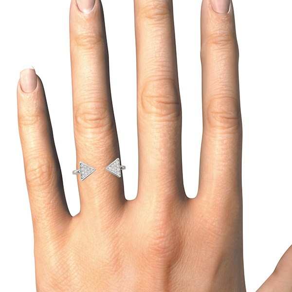 3D Ring Display for 14k White Gold Diamond Arrowhead Open Ring (1/5 cttw)