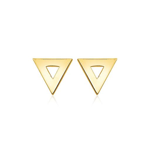 14k Yellow Gold Polished Open Triangle Post Stud Earrings